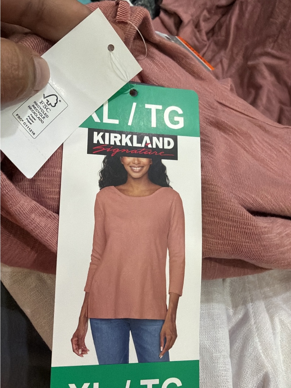 Kirkland Signature Women's Dusty Rose Long Sleeve Tee - Crew Neck